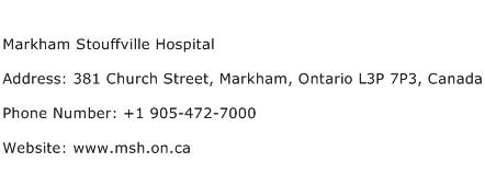 Markham Stouffville Hospital Address Contact Number