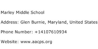 Marley Middle School Address Contact Number