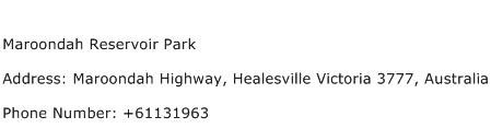 Maroondah Reservoir Park Address Contact Number
