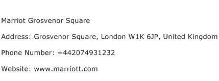 Marriot Grosvenor Square Address Contact Number