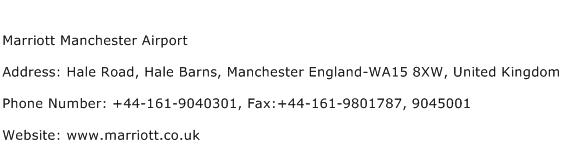 Marriott Manchester Airport Address Contact Number