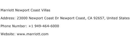 Marriott Newport Coast Villas Address Contact Number
