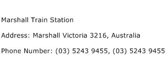 Marshall Train Station Address Contact Number