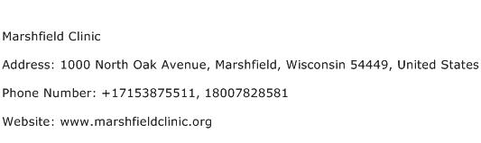 Marshfield Clinic Address Contact Number