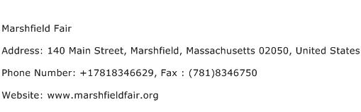 Marshfield Fair Address Contact Number
