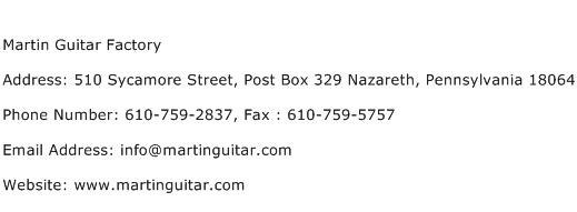 Martin Guitar Factory Address Contact Number