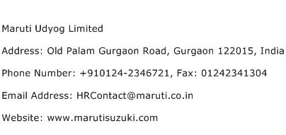 Maruti Udyog Limited Address Contact Number