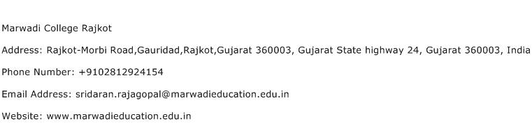 Marwadi College Rajkot Address Contact Number