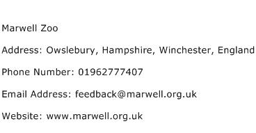 Marwell Zoo Address Contact Number
