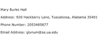 Mary Burke Hall Address Contact Number