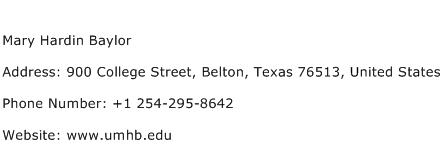 Mary Hardin Baylor Address Contact Number