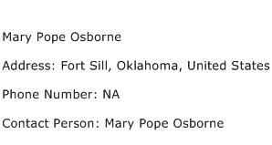 Mary Pope Osborne Address Contact Number