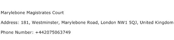 Marylebone Magistrates Court Address Contact Number