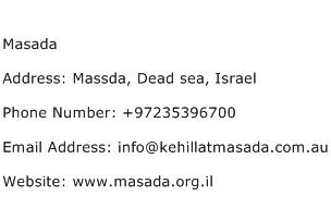 Masada Address Contact Number