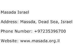 Masada Israel Address Contact Number