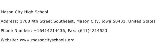 Mason City High School Address Contact Number