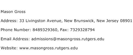 Mason Gross Address Contact Number