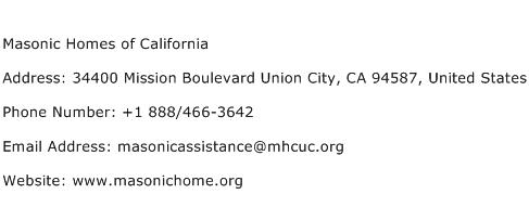 Masonic Homes of California Address Contact Number
