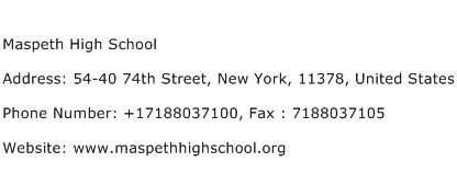 Maspeth High School Address Contact Number