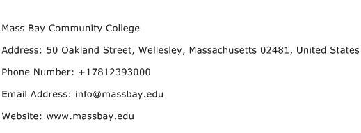Mass Bay Community College Address Contact Number