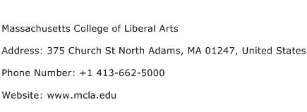 Massachusetts College of Liberal Arts Address Contact Number