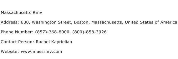 Massachusetts Rmv Address Contact Number