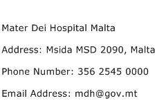 Mater Dei Hospital Malta Address Contact Number