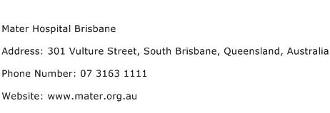 Mater Hospital Brisbane Address Contact Number