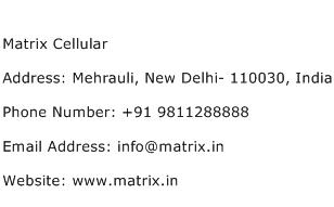 Matrix Cellular Address Contact Number