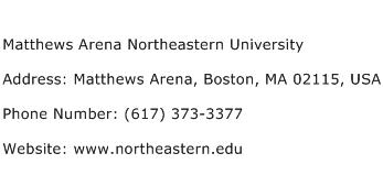 Matthews Arena Northeastern University Address Contact Number