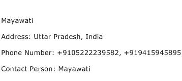 Mayawati Address Contact Number