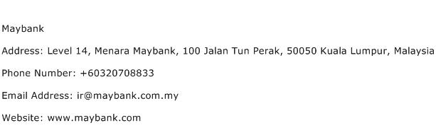 Maybank Address Contact Number