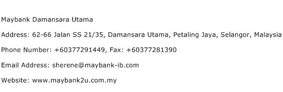 Maybank Damansara Utama Address Contact Number