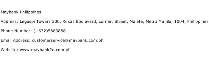 Maybank Philippines Address Contact Number