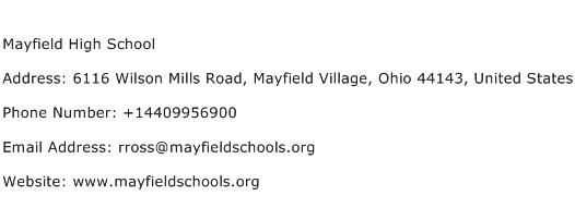 Mayfield High School Address Contact Number