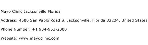 Mayo Clinic Jacksonville Florida Address Contact Number