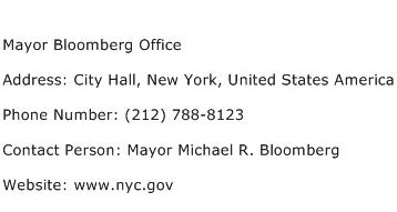 Mayor Bloomberg Office Address Contact Number