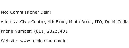 Mcd Commissioner Delhi Address Contact Number