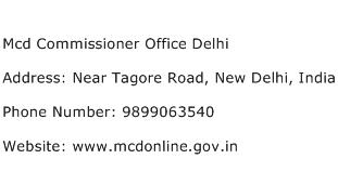Mcd Commissioner Office Delhi Address Contact Number