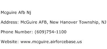 Mcguire Afb Nj Address Contact Number
