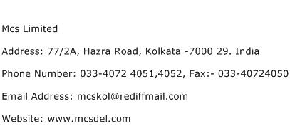 Mcs Limited Address Contact Number