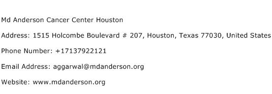 Md Anderson Cancer Center Houston Address Contact Number