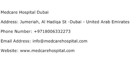 Medcare Hospital Dubai Address Contact Number