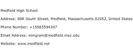 Medfield High School Address Contact Number
