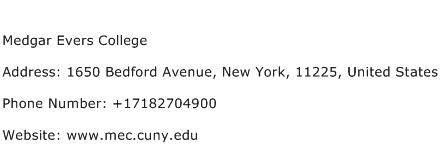 Medgar Evers College Address Contact Number