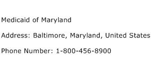 Medicaid of Maryland Address Contact Number