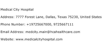 Medical City Hospital Address Contact Number