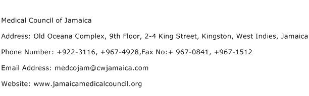 Medical Council of Jamaica Address Contact Number