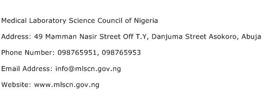 Medical Laboratory Science Council of Nigeria Address Contact Number