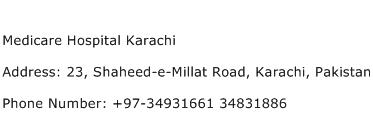 Medicare Hospital Karachi Address Contact Number